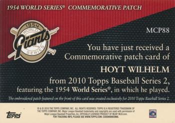 2010 Topps - Manufactured Commemorative Patch #MCP88 Hoyt Wilhelm Back