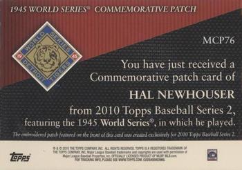 2010 Topps - Manufactured Commemorative Patch #MCP76 Hal Newhouser Back