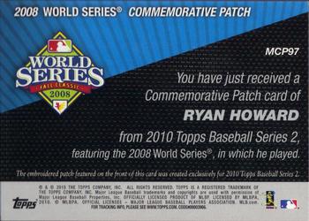 2010 Topps - Manufactured Commemorative Patch #MCP97 Ryan Howard Back