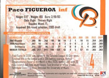 2009 Grandstand Bowie Baysox #NNO Paco Figueroa Back