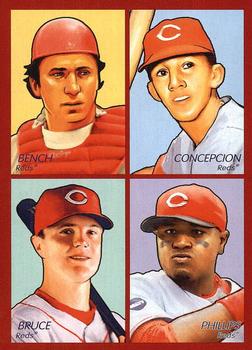 2009 Upper Deck Goudey - 4-in-1 #35-20 Johnny Bench / Dave Concepcion / Brandon Phillips / Jay Bruce Front