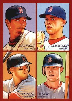 2009 Upper Deck Goudey - 4-in-1 #35-84 Clay Buchholz / Justin Masterson / Jed Lowrie / Dustin Pedroia Front