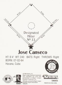1998 Kenner Starting Lineup Cards Classic Doubles #546425 Jose Canseco Back