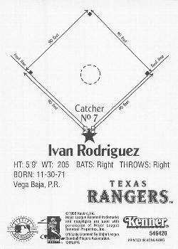 1998 Kenner Starting Lineup Cards Classic Doubles #546420 Ivan Rodriguez Back