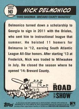 2014 Topps Heritage Minor League - The Road to the Show #RTTS-ND Nick Delmonico Back