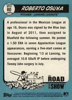 2014 Topps Heritage Minor League - The Road to the Show #RTTS-RO Roberto Osuna Back