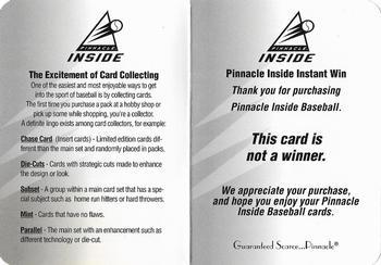1997 Pinnacle Inside #NNO Inside Display / Instant Win Card Back