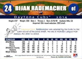 2014 Grandstand Daytona Cubs #NNO Bijan Rademacher Back