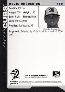 2011 Choice Daytona Cubs #19 Kevin Rhoderick Back