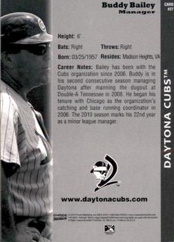 2010 Choice Daytona Cubs #27 Buddy Bailey Back