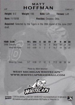2009 Choice West Michigan Whitecaps #11 Matt Hoffman Back
