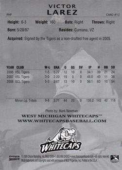 2009 Choice West Michigan Whitecaps #12 Victor Larez Back