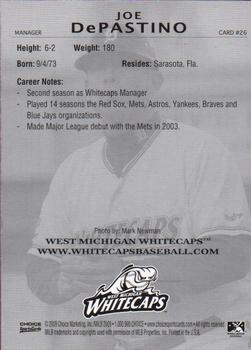 2009 Choice West Michigan Whitecaps #26 Joe DePastino Back