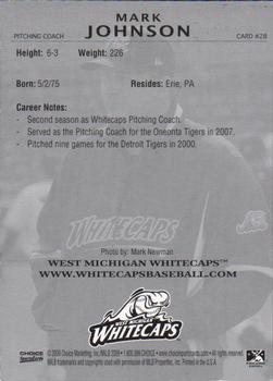 2009 Choice West Michigan Whitecaps #28 Mark Johnson Back