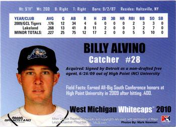 2010 Grandstand West Michigan Whitecaps #NNO Billy Alvino Back