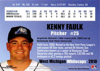 2010 Grandstand West Michigan Whitecaps #NNO Kenny Faulk Back