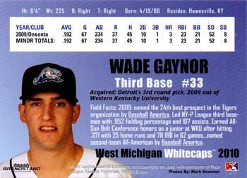 2010 Grandstand West Michigan Whitecaps #NNO Wade Gaynor Back