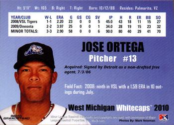2010 Grandstand West Michigan Whitecaps #NNO Jose Ortega Back