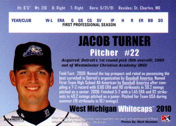 2010 Grandstand West Michigan Whitecaps #NNO Jacob Turner Back