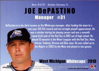 2010 Grandstand West Michigan Whitecaps #NNO Joe DePastino Back