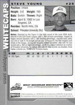2005 Choice West Michigan Whitecaps #25 Steve Young Back