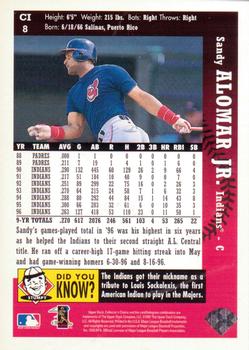 1997 Collector's Choice Cleveland Indians #CI8 Sandy Alomar Jr. Back