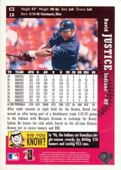 1997 Collector's Choice Cleveland Indians #CI10 David Justice Back