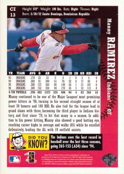 1997 Collector's Choice Cleveland Indians #CI13 Manny Ramirez Back
