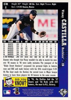 1997 Collector's Choice Colorado Rockies #CR2 Vinny Castilla Back