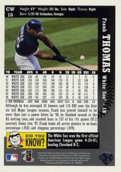 1997 Collector's Choice Chicago White Sox #CW10 Frank Thomas Back