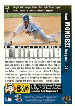 1997 Collector's Choice Los Angeles Dodgers #LA1 Raul Mondesi Back