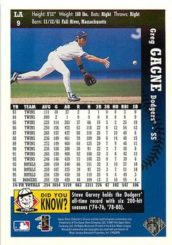 1997 Collector's Choice Los Angeles Dodgers #LA9 Greg Gagne Back