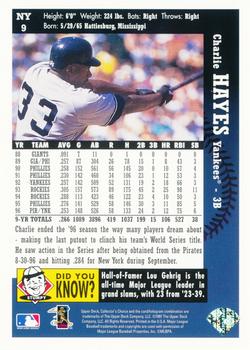 1997 Collector's Choice New York Yankees #NY9 Charlie Hayes Back