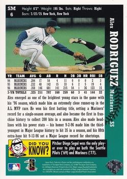 1997 Collector's Choice Seattle Mariners #SM6 Alex Rodriguez Back