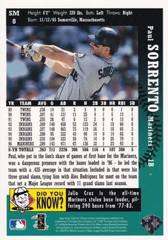 1997 Collector's Choice Seattle Mariners #SM8 Paul Sorrento Back