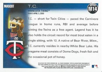 2010 Topps Opening Day - Mascots #M14 TC Bear Back