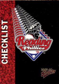 1998 Multi-Ad Reading Phillies #1 Checklist Front