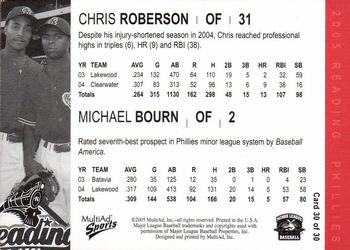 2005 MultiAd Reading Phillies #30 Chris Roberson / Michael Bourn Back