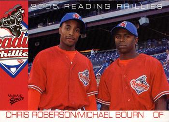 2005 MultiAd Reading Phillies #30 Chris Roberson / Michael Bourn Front