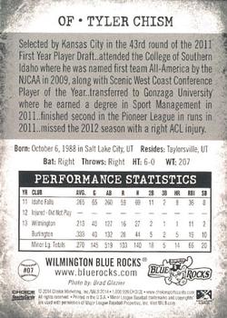 2014 Choice Wilmington Blue Rocks #7 Tyler Chism Back