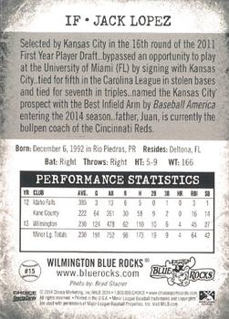 2014 Choice Wilmington Blue Rocks #15 Jack Lopez Back