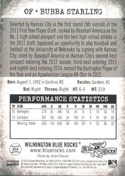 2014 Choice Wilmington Blue Rocks #24 Bubba Starling Back