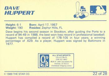 1989 Star Stockton Ports - Platinum #22 Dave Huppert Back