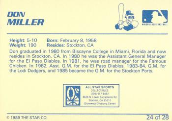 1989 Star Stockton Ports - Platinum #24 Don Miller Back