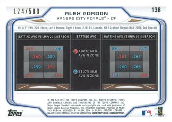 2014 Bowman Chrome - Refractor #138 Alex Gordon Back