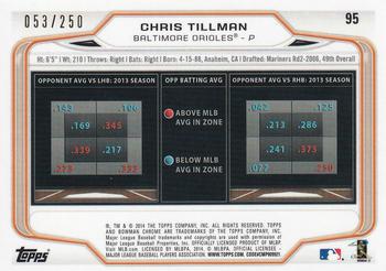 2014 Bowman Chrome - Blue Refractor #95 Chris Tillman Back