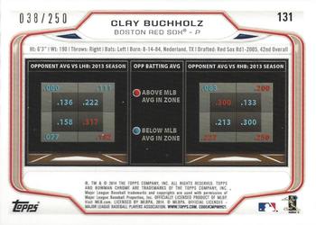 2014 Bowman Chrome - Blue Refractor #131 Clay Buchholz Back