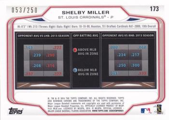 2014 Bowman Chrome - Blue Refractor #173 Shelby Miller Back