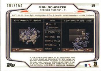 2014 Bowman Chrome - Purple Refractor #36 Max Scherzer Back