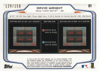 2014 Bowman Chrome - Purple Refractor #81 David Wright Back
